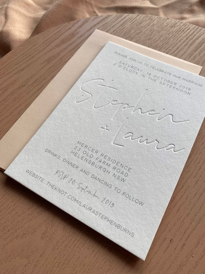 Letterpress or Emboss Invitations & Save The Dates